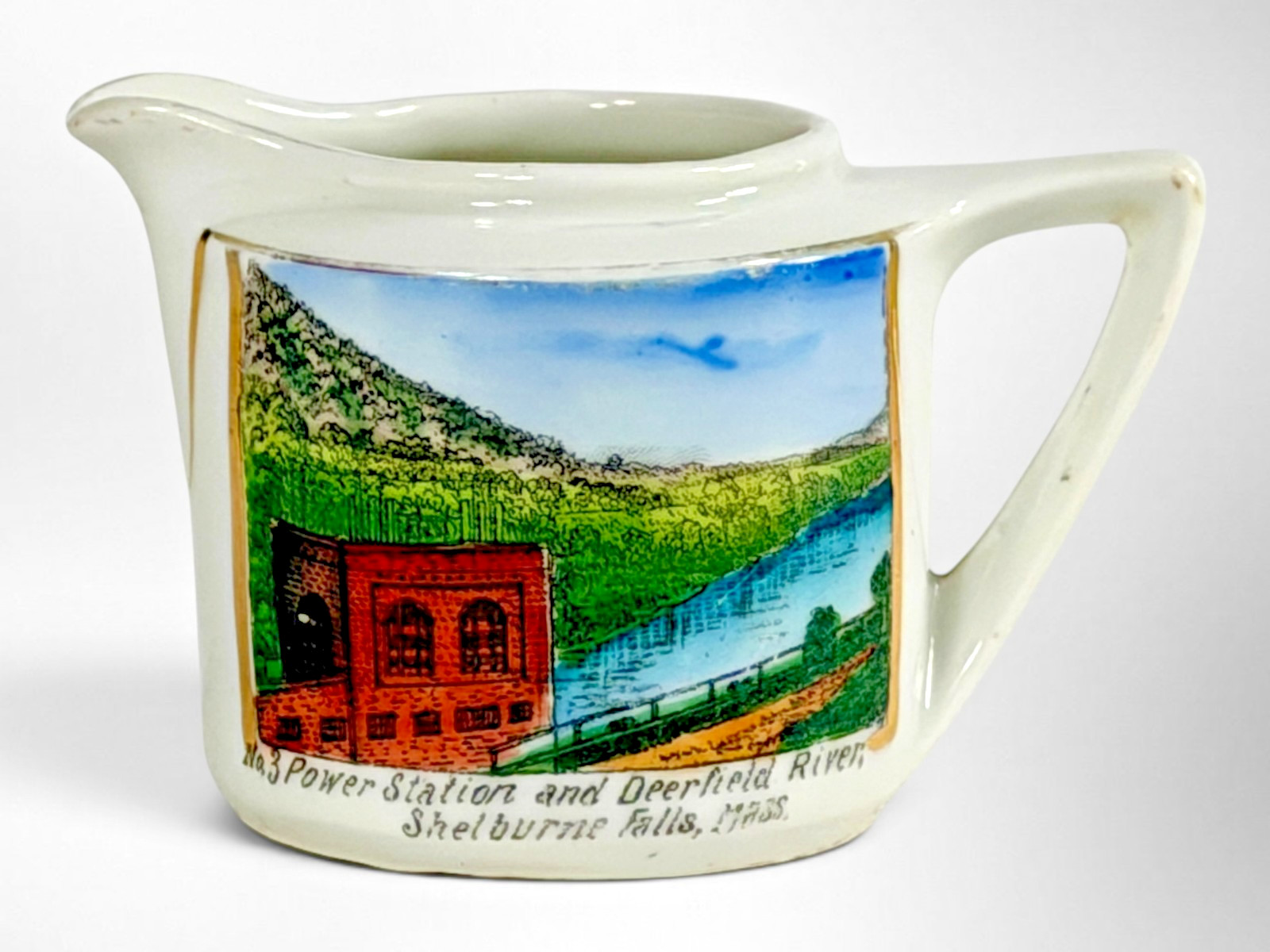 Antique German Souvenir Creamer - Shelburne Falls Deerfield River Antique German Souvenir Creamer - Shelburne Falls Deerfield River