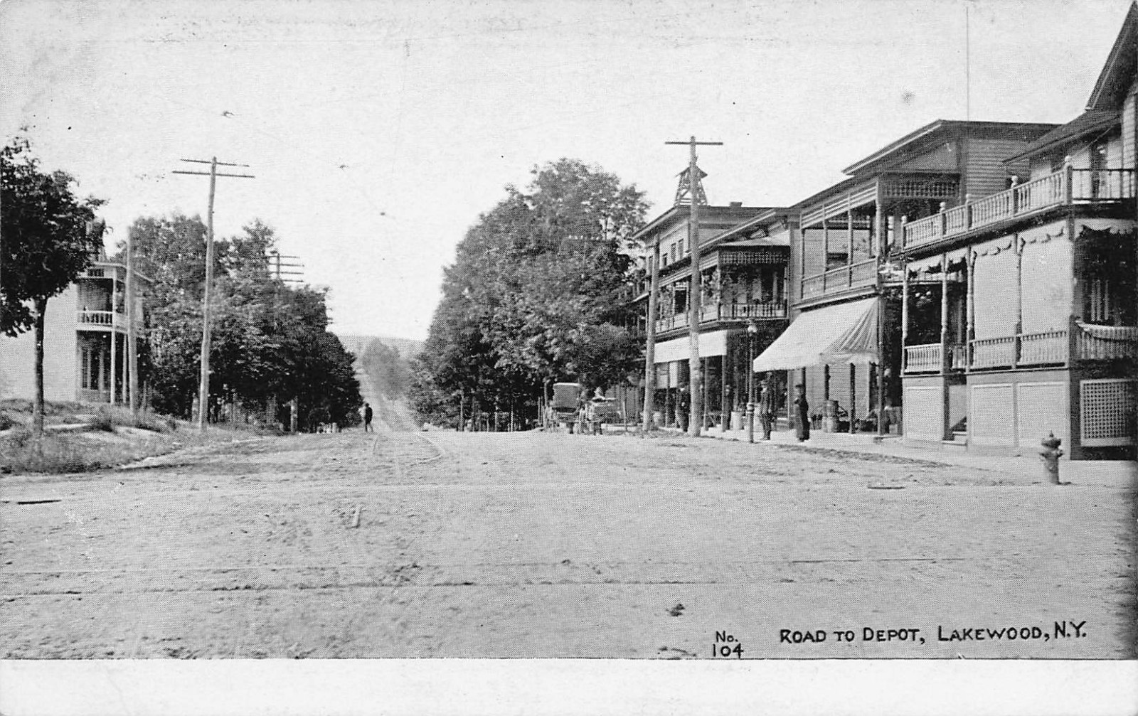 Road to Train Depot Lakewood Chautauqua Lake NY Postcard