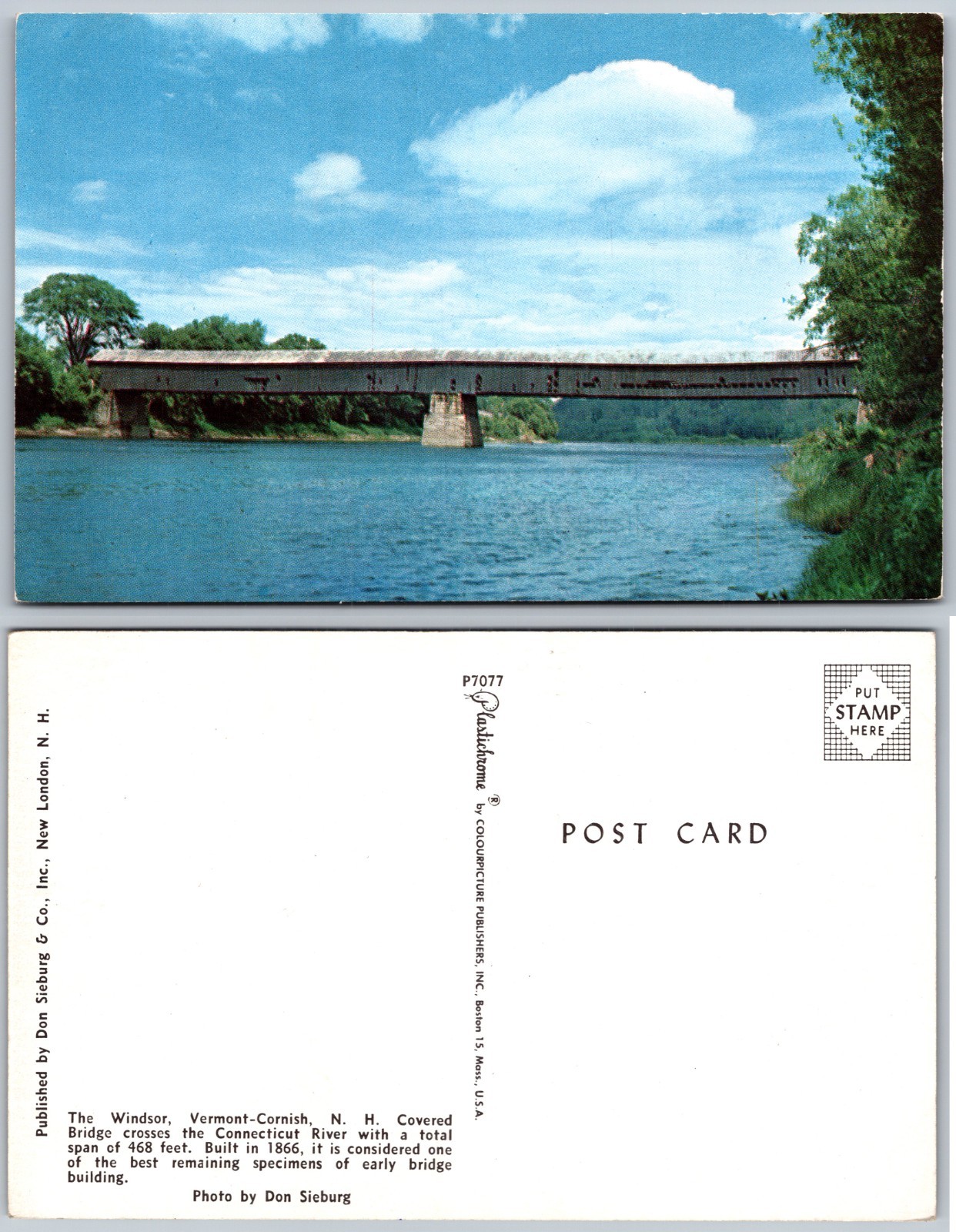 Windsor Cornish Covered Bridge NH Postcard Windsor Cornish Covered Bridge NH Postcard