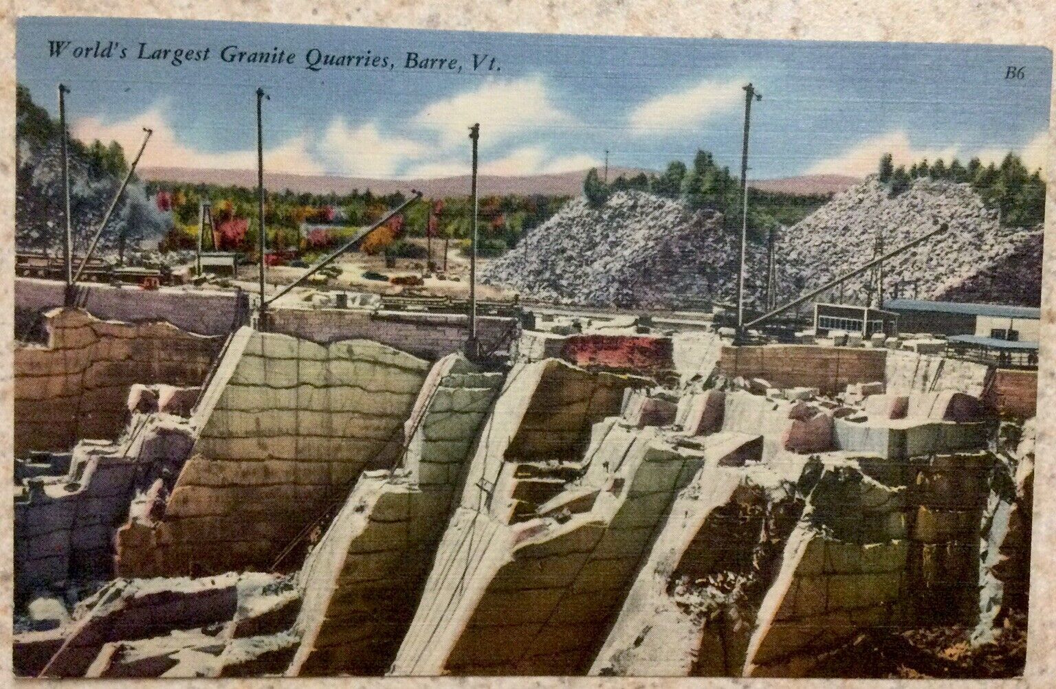 Postcard c1954 Barre Vermont Worlds Largest Granite Quarries  Rock Of Ages