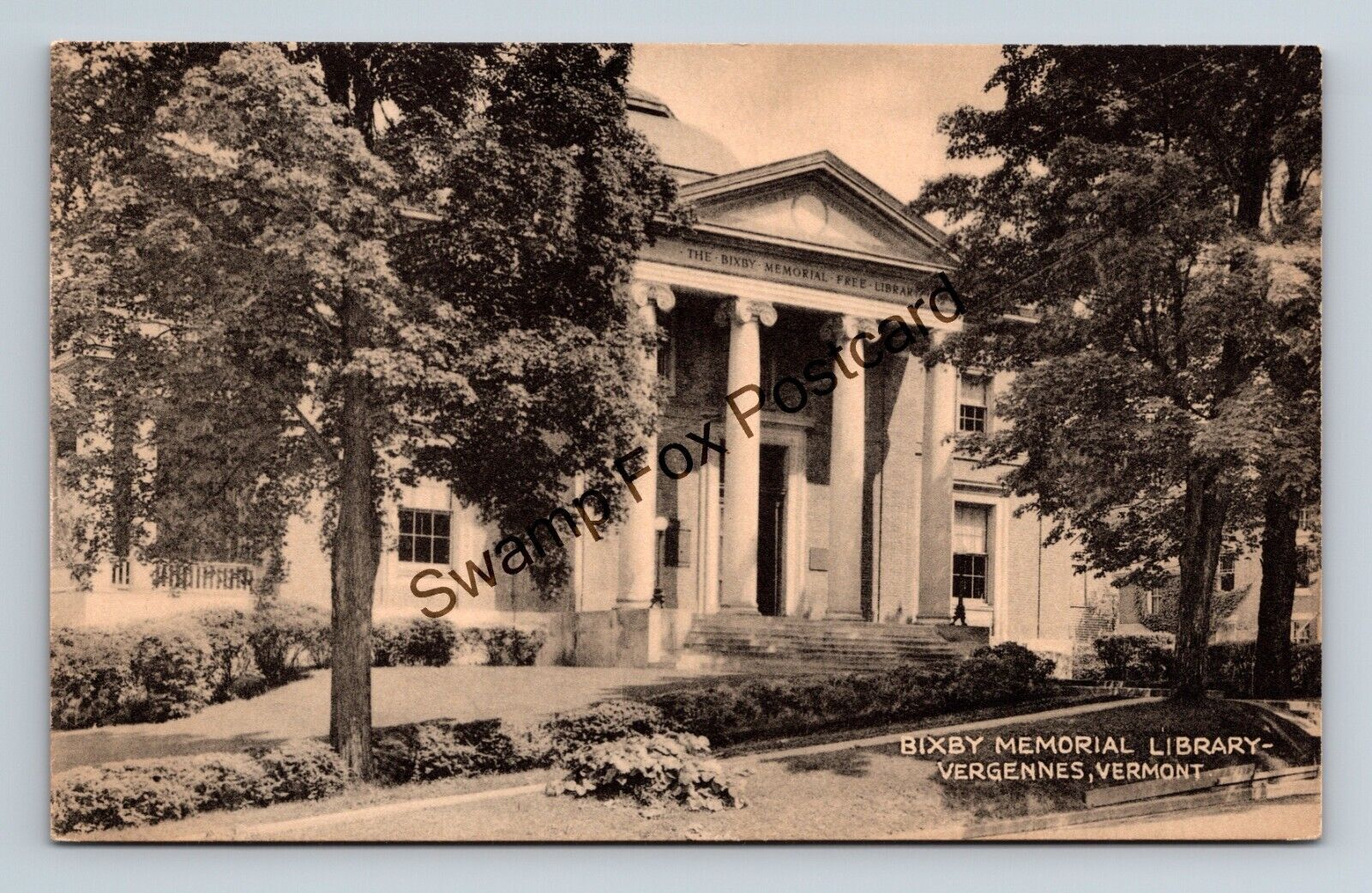Postcard Bixby Memorial Library Vergennes Vermont