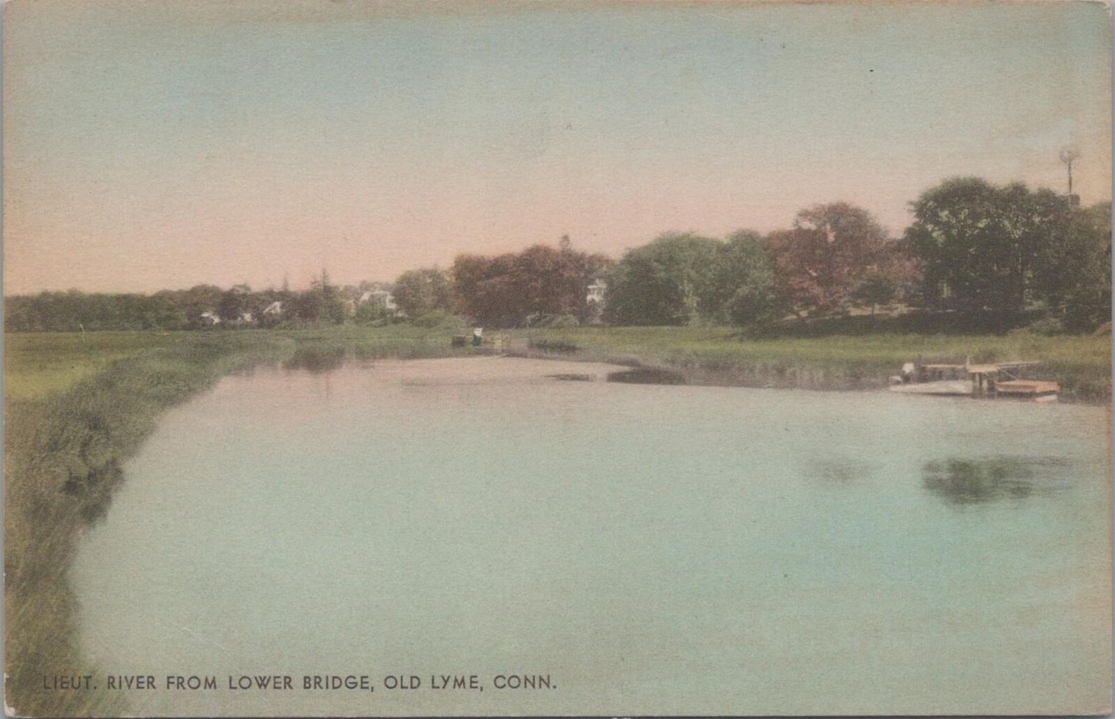 Postcard Lieut River From Lower Bridge Old Lyme CT 