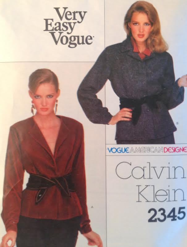 Vtg Easy Vogue 2345 Sew Pattern Calvin Klein American Designer Jacket Blouse Top