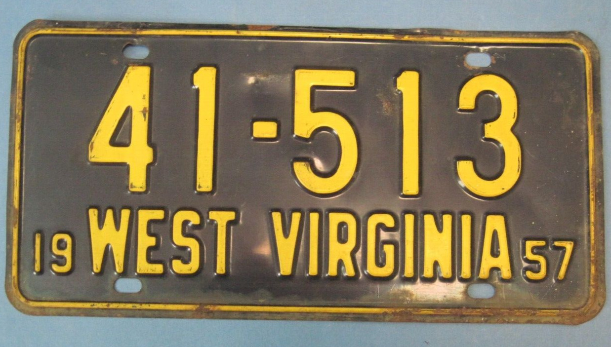 1957 West Virginia License Plate nice original