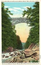 Postcard VT Dewey's Mills Quechee Gulf Bridge Ottauquechee River Linen PC f7478 picture