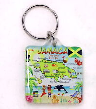 Jamaica Map Acrylic Square Souvenir Keychain 1.5