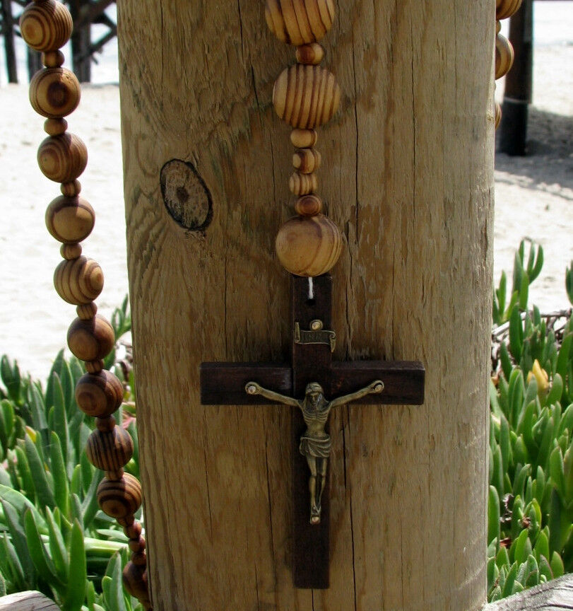 Giant Big Beads Rosario de Madera Wood Chain Jesus Cross XL Large Wall Rosary