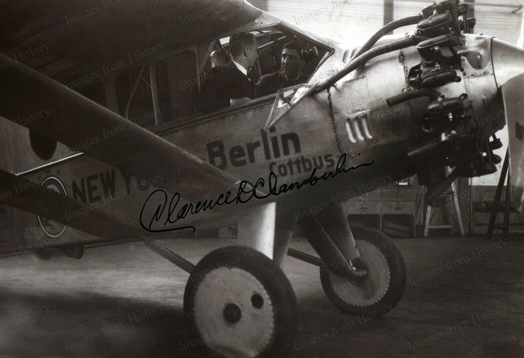 8x10 Print Clarence Chamberlin Pioneer of Aviation Seated in Aircraft #CCHM