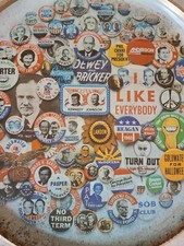 Presidential Campaign Buttons Serving Tray G Burke Agency Pinback Political Vtg picture