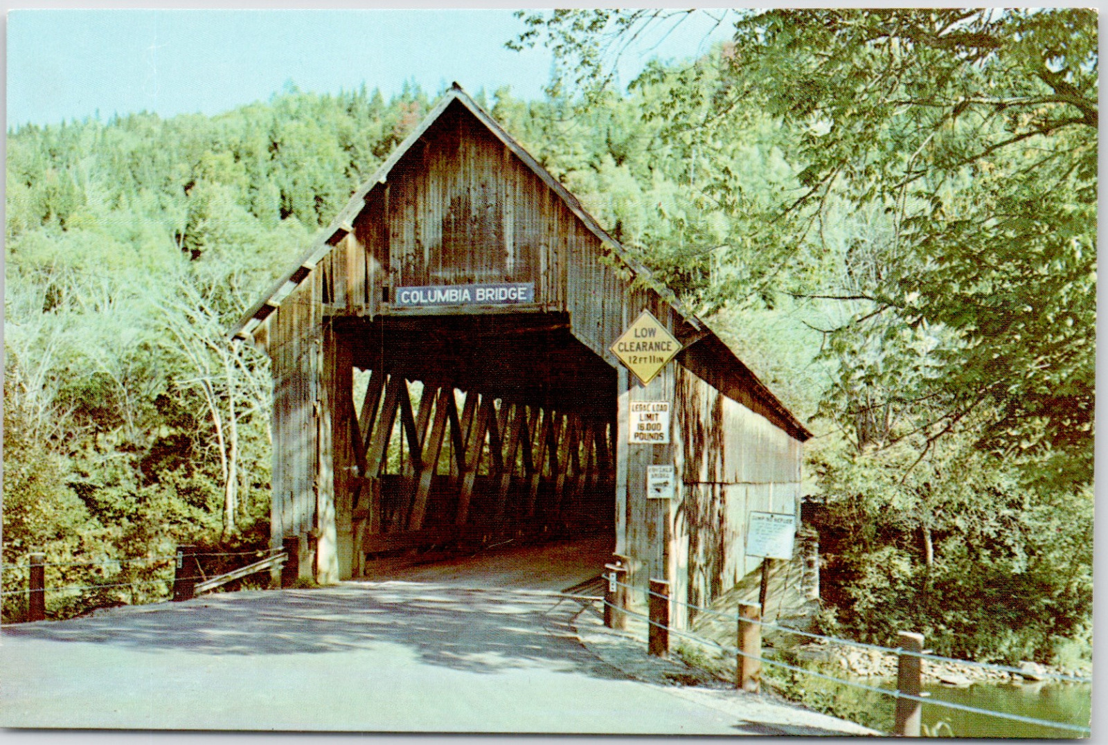 Columbia New Hampshire Lemington Vermont Covered Bridge River Vintage Postcard