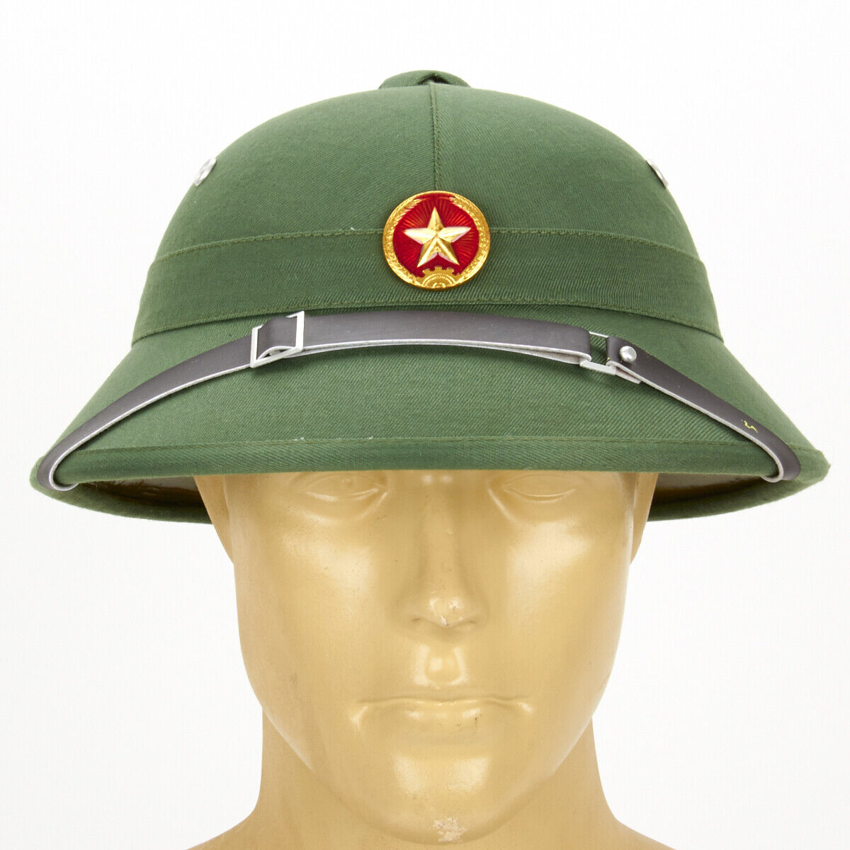 North Vietnamese Army Vietcong Pith Helmet with Red Star Badge