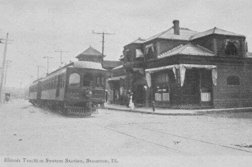 Trolley Traction System Train Station Staunton Illinois IL Reprint