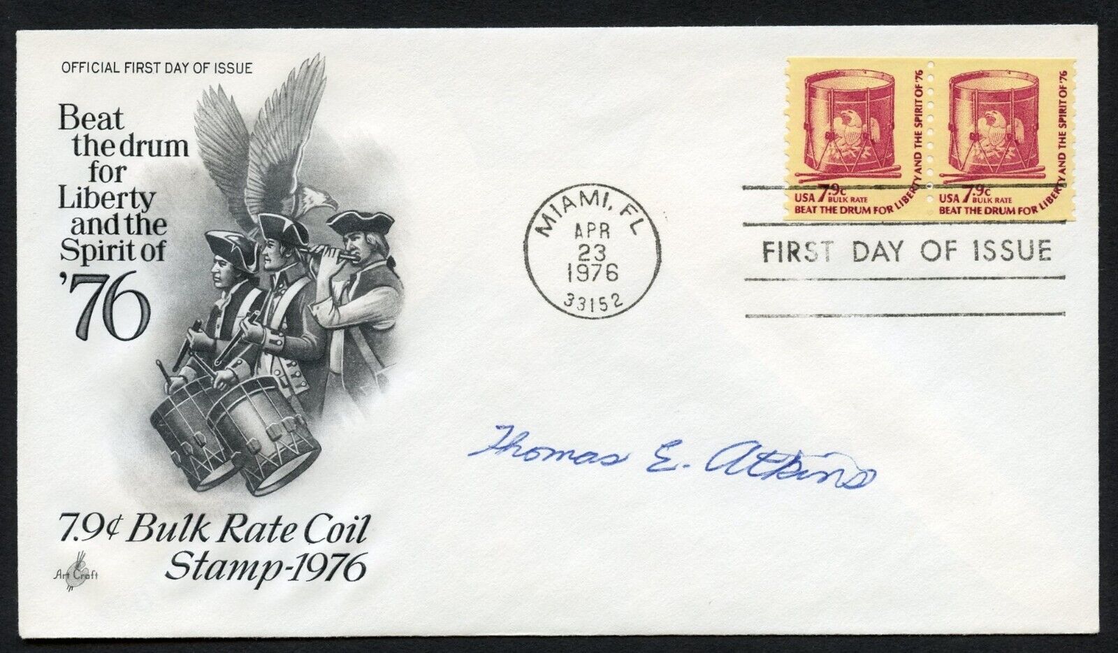 Thomas Atkins d1999 signed autograph auto FDC MOH Recipient US Army WWII BAS