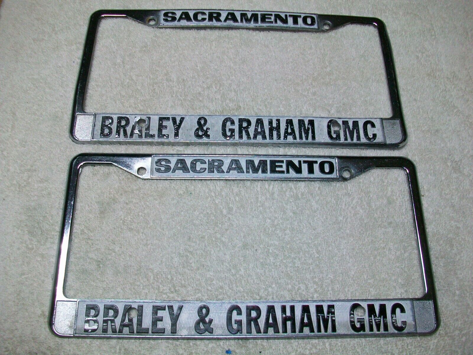 Vintage Braley & Graham GMC Sacramento California License Plate Frame