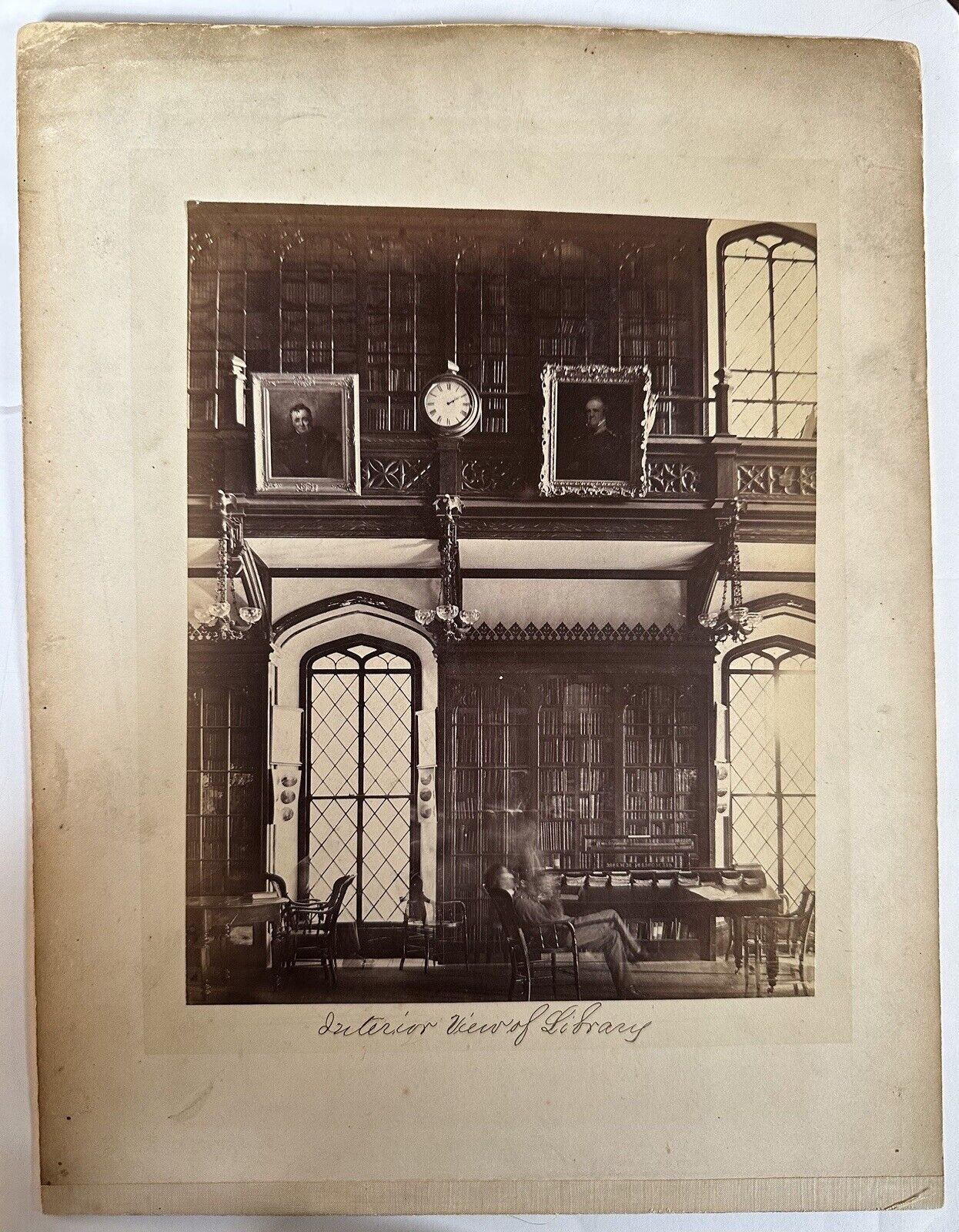 1870-80s Double-Sided Albumen of Interior of West Point Library, USMA