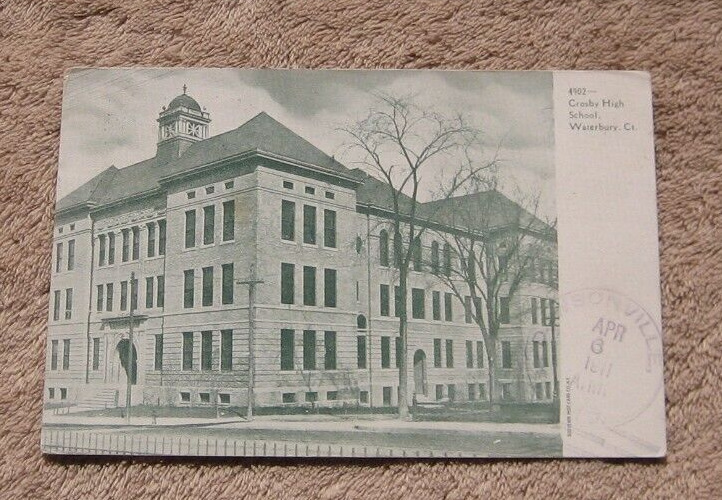 Waterbury CT Connecticut Crosby High School 1911 Postcard