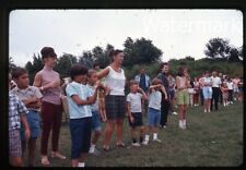 1966 Photo slide Milton Bradley picnic Granby CT MB1 girls boys games  picture