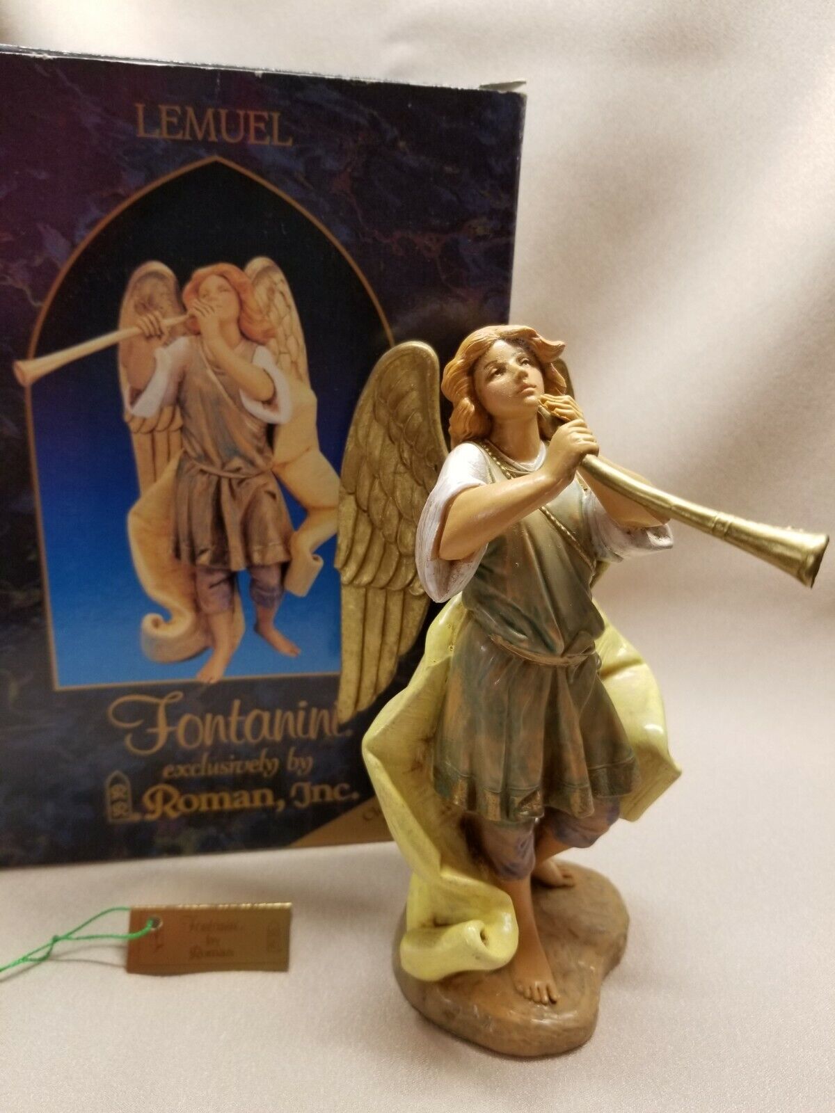 1999 Fontanini Figurine - Angel Lemuel holding trumpet #321 - 6\