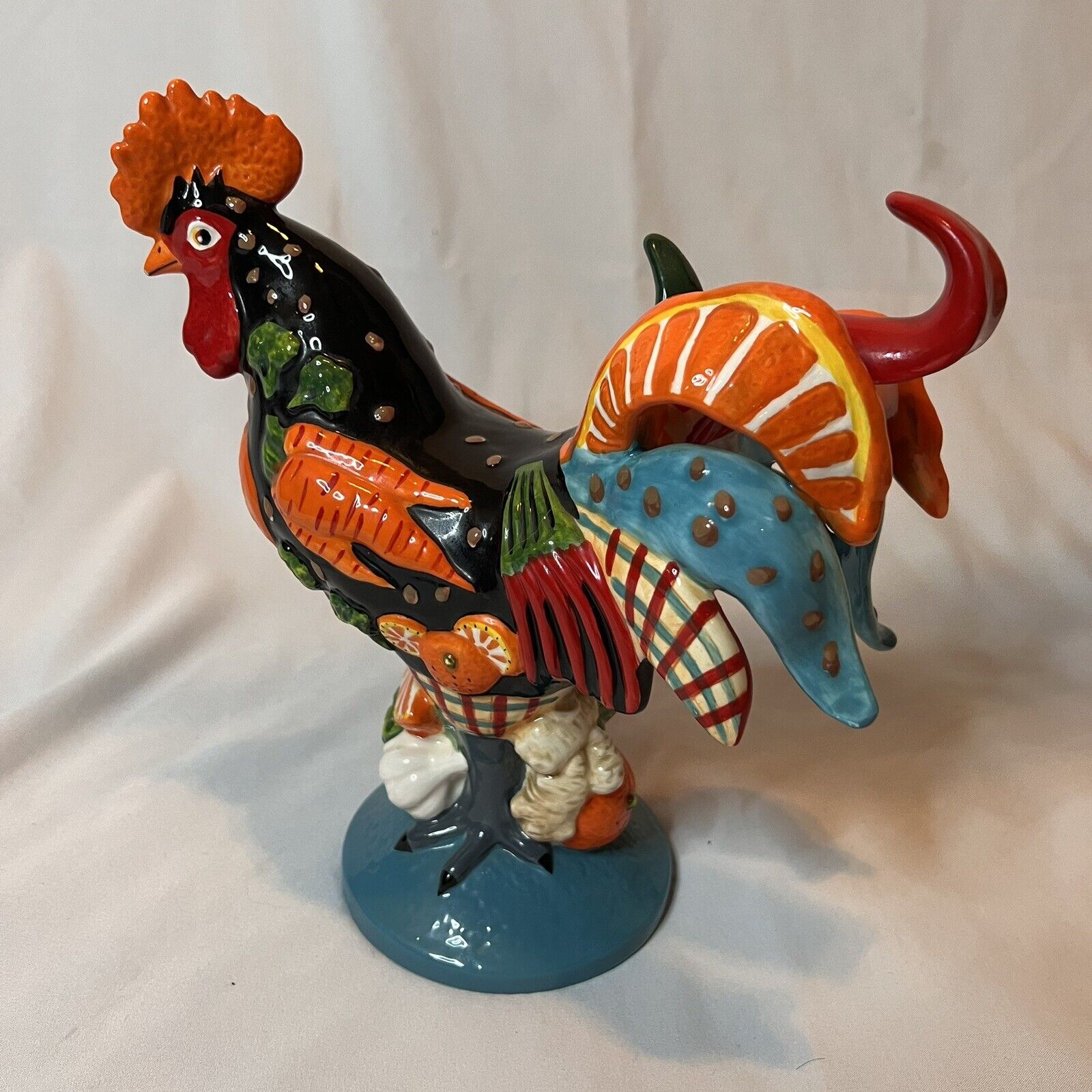 Sharon Neuhaus Poultry In Motion Orange Chicken Rooster Ceramic 16773