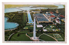 Washington DC Monument Lincoln Memorial Bridge Potomac River Postcard Old View picture