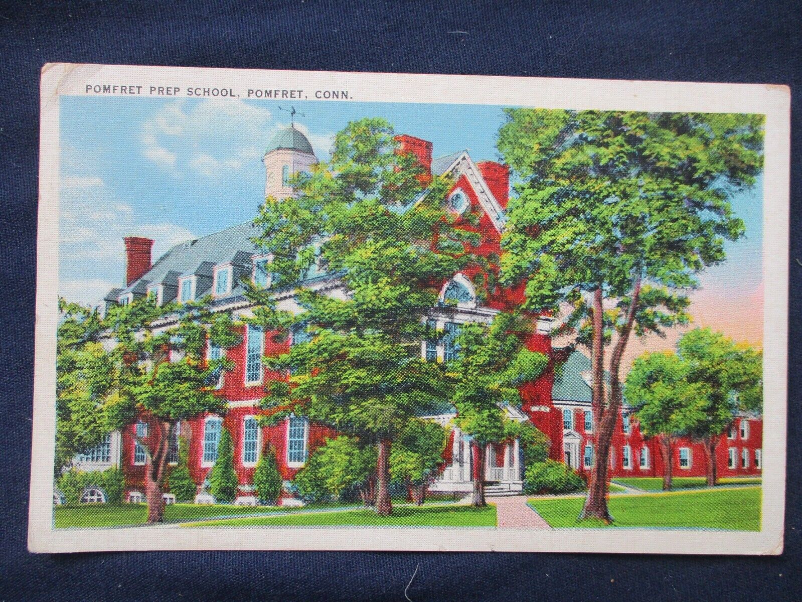 1942 Pomfret Connecticut Prep School Postcard Abington Cancel