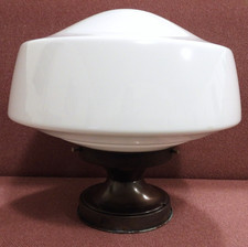 Very Large Schoolhouse Milk Glass Ceiling Light SHADE with Fixture 6