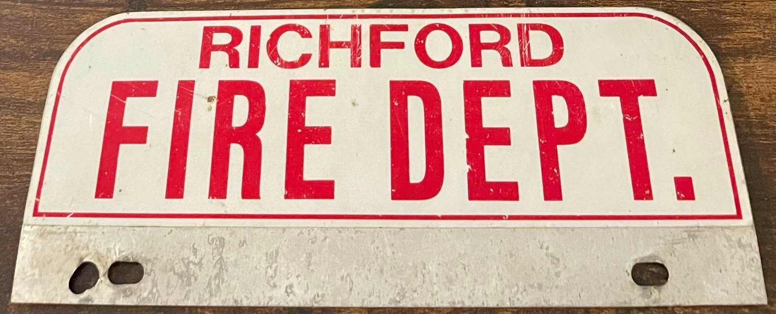 Richford Fire Department Booster License Plate Topper New York Vermont RFD Richford Fire Department Booster License Plate Topper New York Vermont RFD
