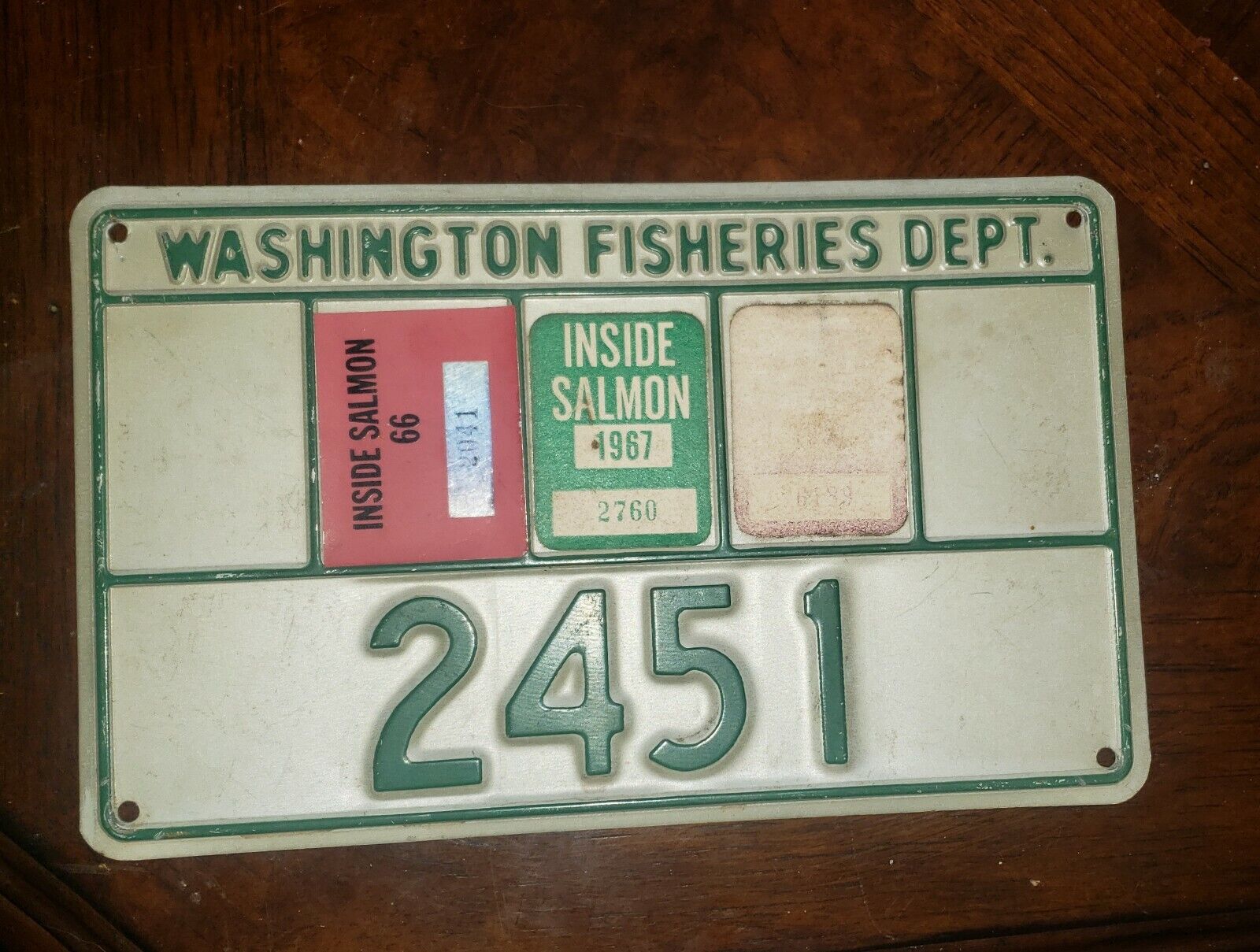1966 Washington Fisheries Dept. License Plate.