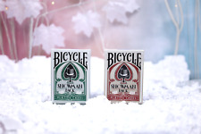 Snowman Back Red & Green Bicycle Playing Cards 2 Deck Set picture
