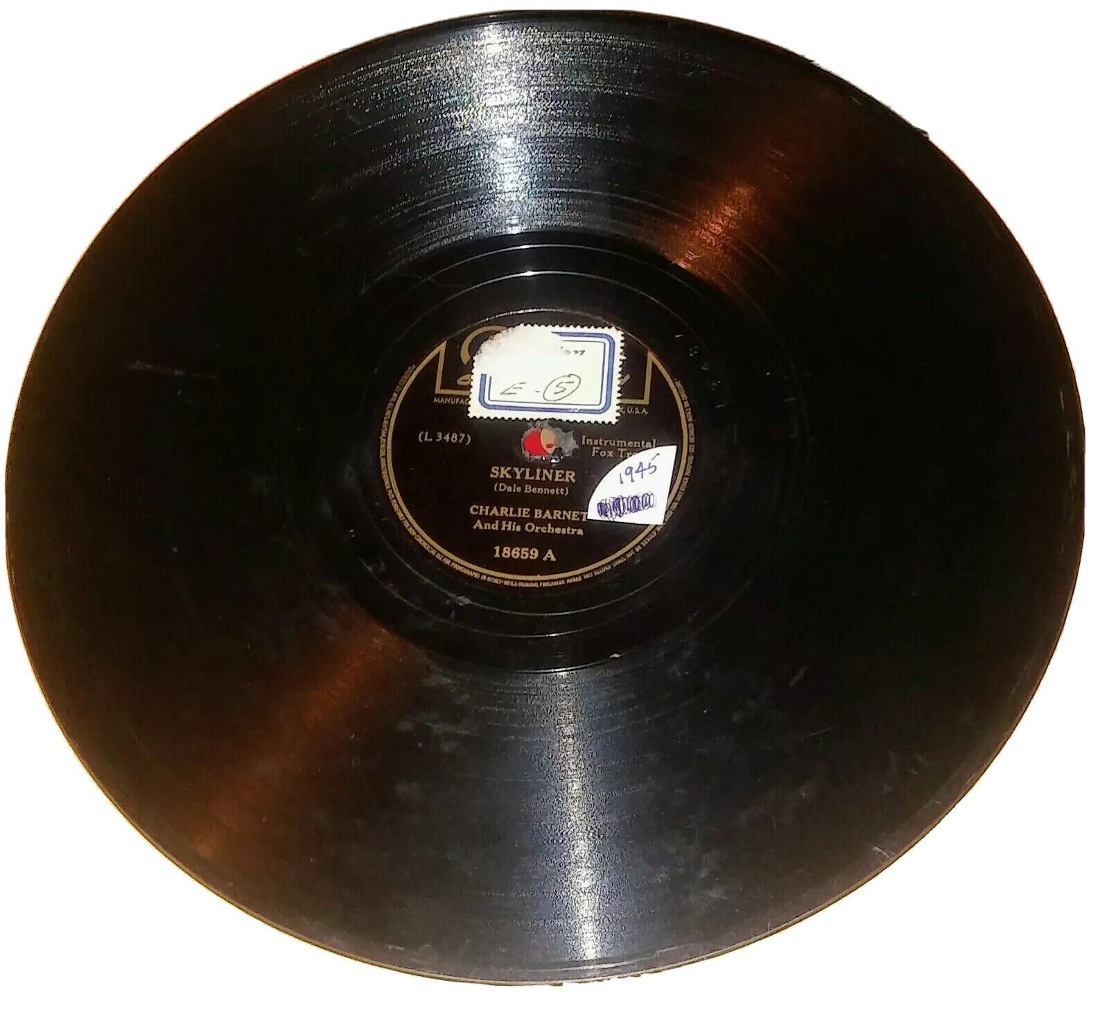 Skyliner By Charlie Barnet And His Orchestra 78 RPM Record.  Decca 18659 1945