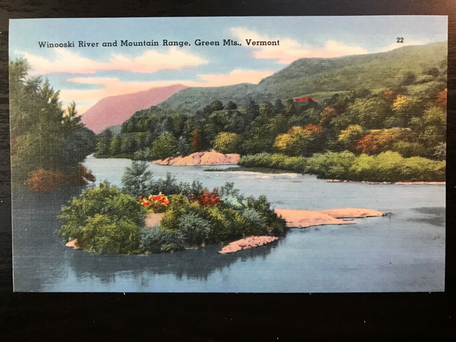 Vintage Postcard 1930-1945 Winooski River and Mountain Ranges Green Mountains VT