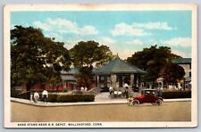 Postcard CT Band Stand Near Rail Road Depot Wallingford Connecticut A2 picture