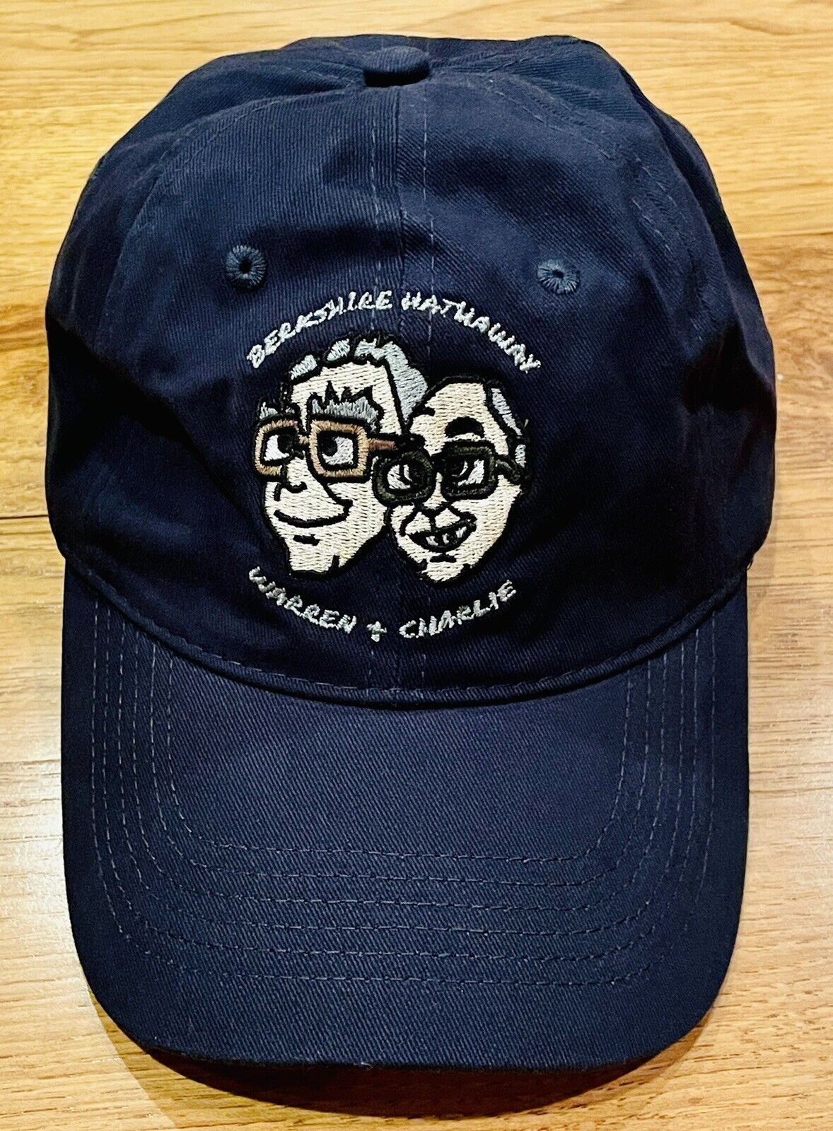 Berkshire Hathaway Warren Buffett Charlie Munger BRK Hat Cartoon Navy - NEW