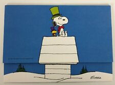 Vtg Snoopy Woodstock Doghouse Merrie Christmas Hallmark 3Fold Card Postcard New  picture
