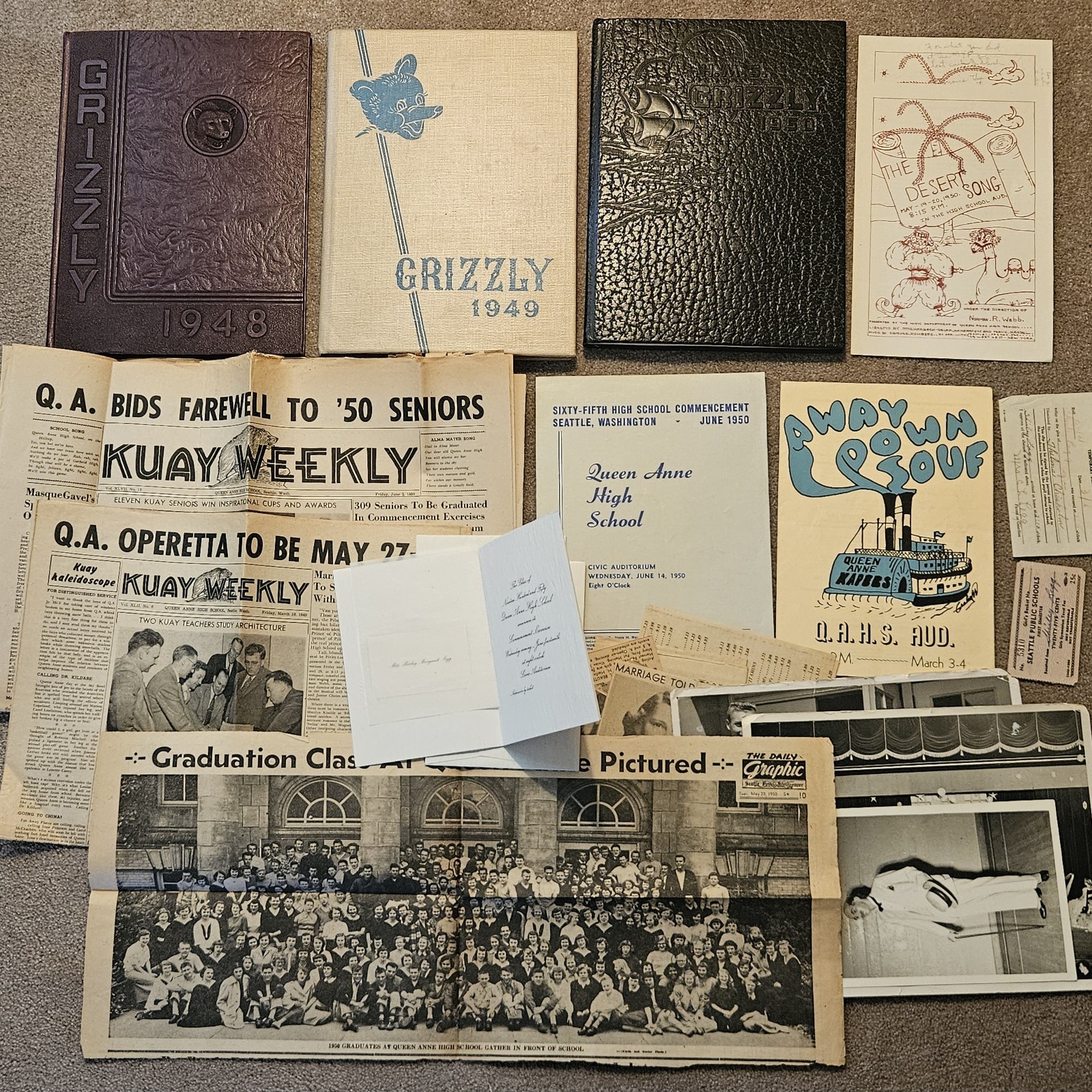 1948-50 Queen Anne HS Grizzly Yearbook Ephemera Archive Houbregs Newspaper Photo 1948-50 Queen Anne HS Grizzly Yearbook Ephemera Archive Houbregs Newspaper Photo