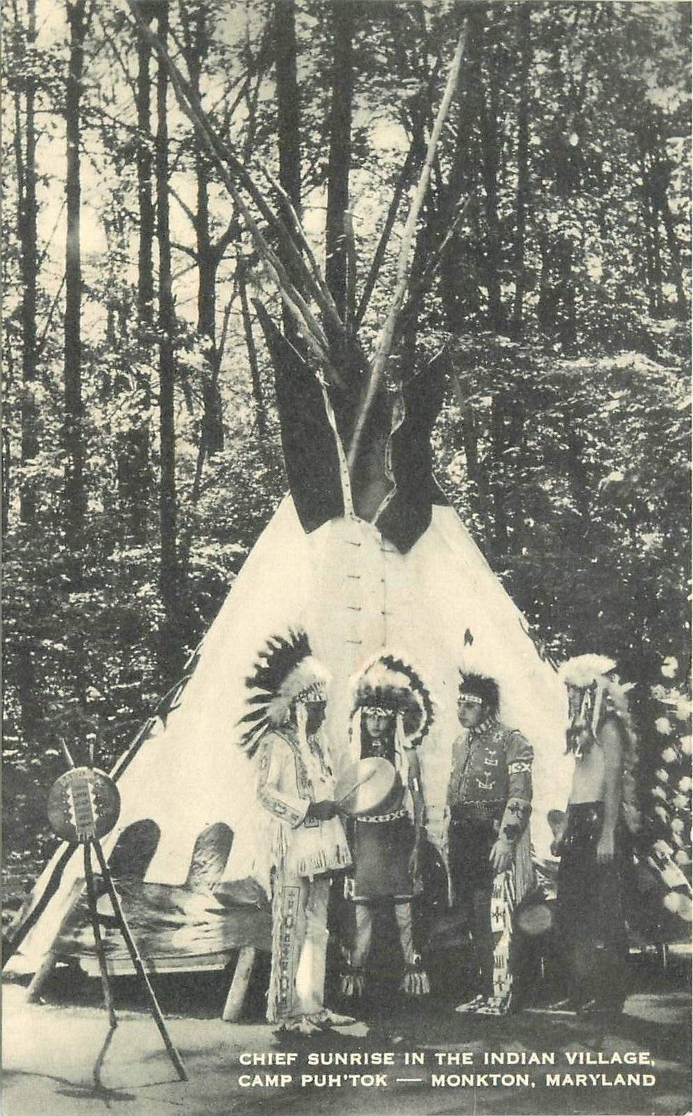 Postcard Maryland Monkton Chief Sunrise Indian Village Artvue 23-499