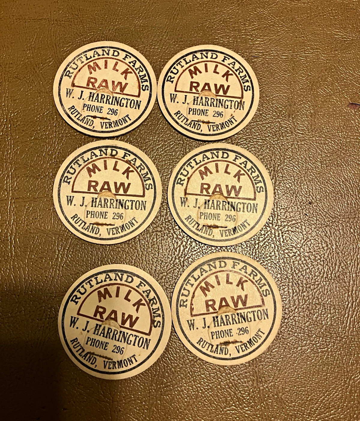 Rutland Farms Dairy Milk Bottle Caps Lot of 6 White/Blue/Red Rutland Farms Dairy Milk Bottle Caps Lot of 6 White/Blue/Red