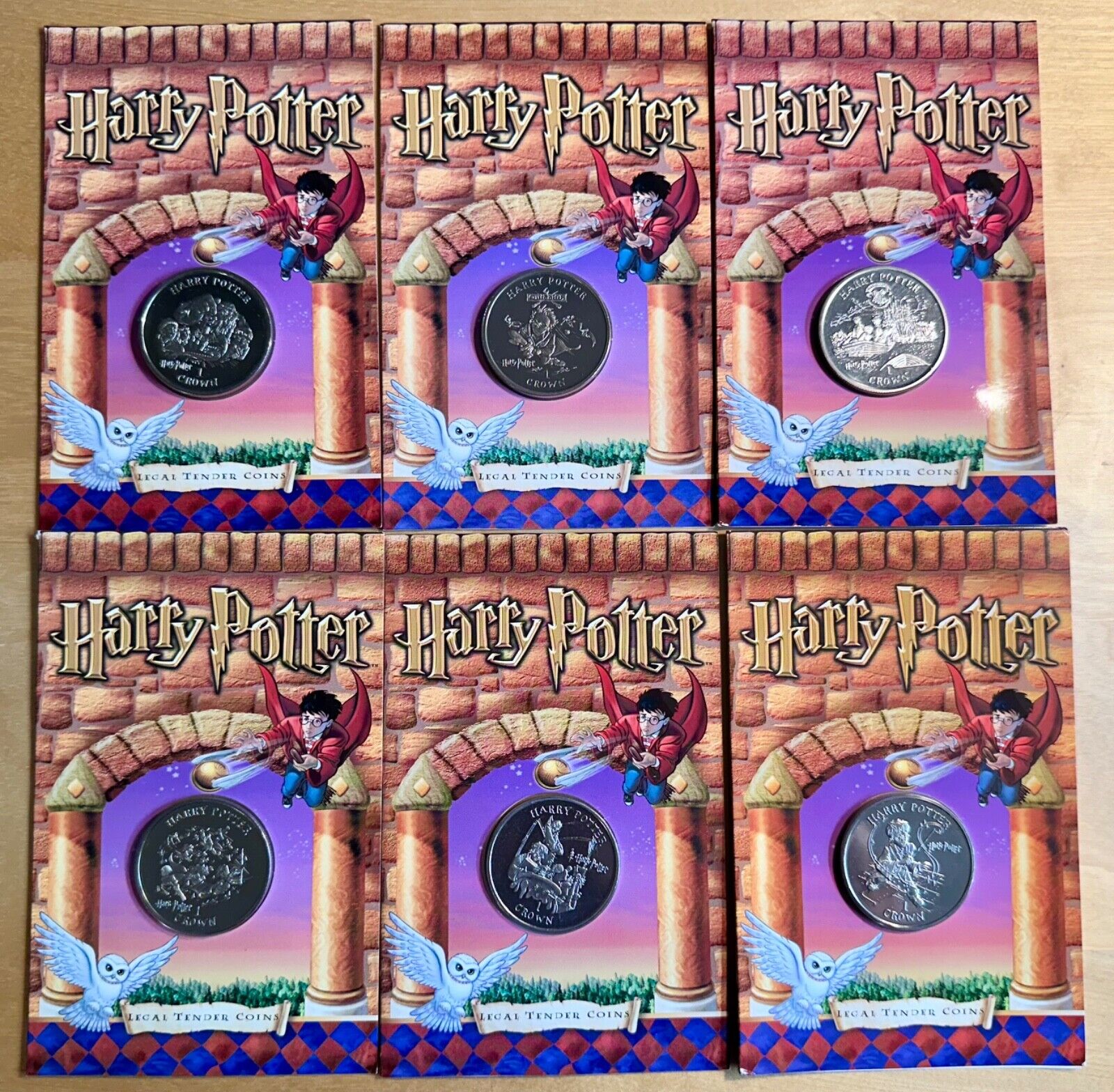 Harry Potter & the Philosopher's Stone Pobjoy Isle of Man 1 Crown Coin Set of 6