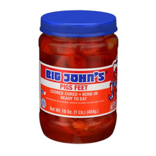 Big John's Pickled Pig feet 16 oz, Convenient Resealable Plastic Jar picture