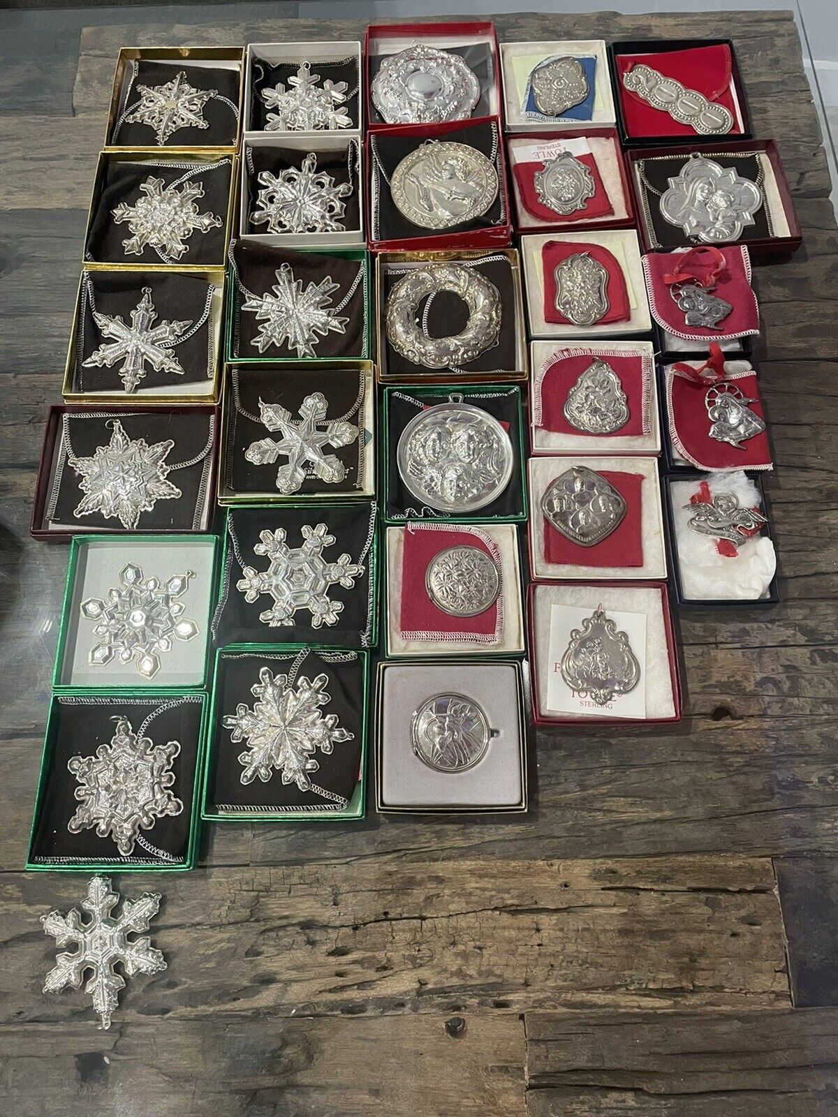 Lot of 31 Towle/USHS De Matteo/ Gorham Sterling Silver Christmas Ornaments
