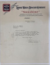 1917 antique LOOSE-WILES BISCUIT CO LETTERHEAD rutland vt SUNSHINE BISCUITS picture
