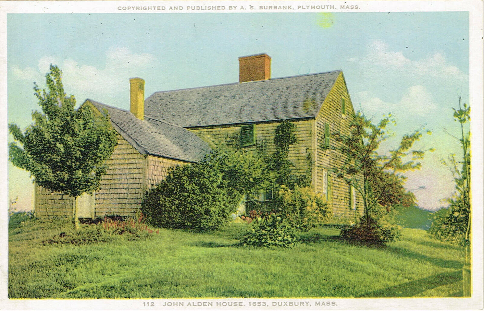 Vintage John Alden’s House Duxbury Massachusetts Photostint Postcard 112 New