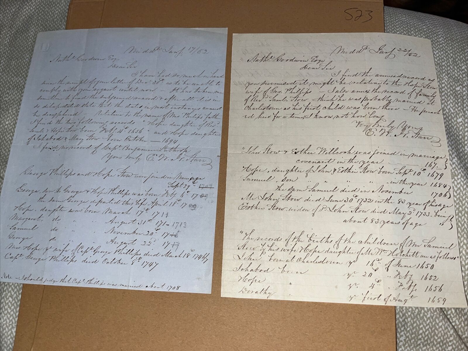 1852 Middletown Letters 2Famous CT Genealogist Captain George Phillips Genealogy