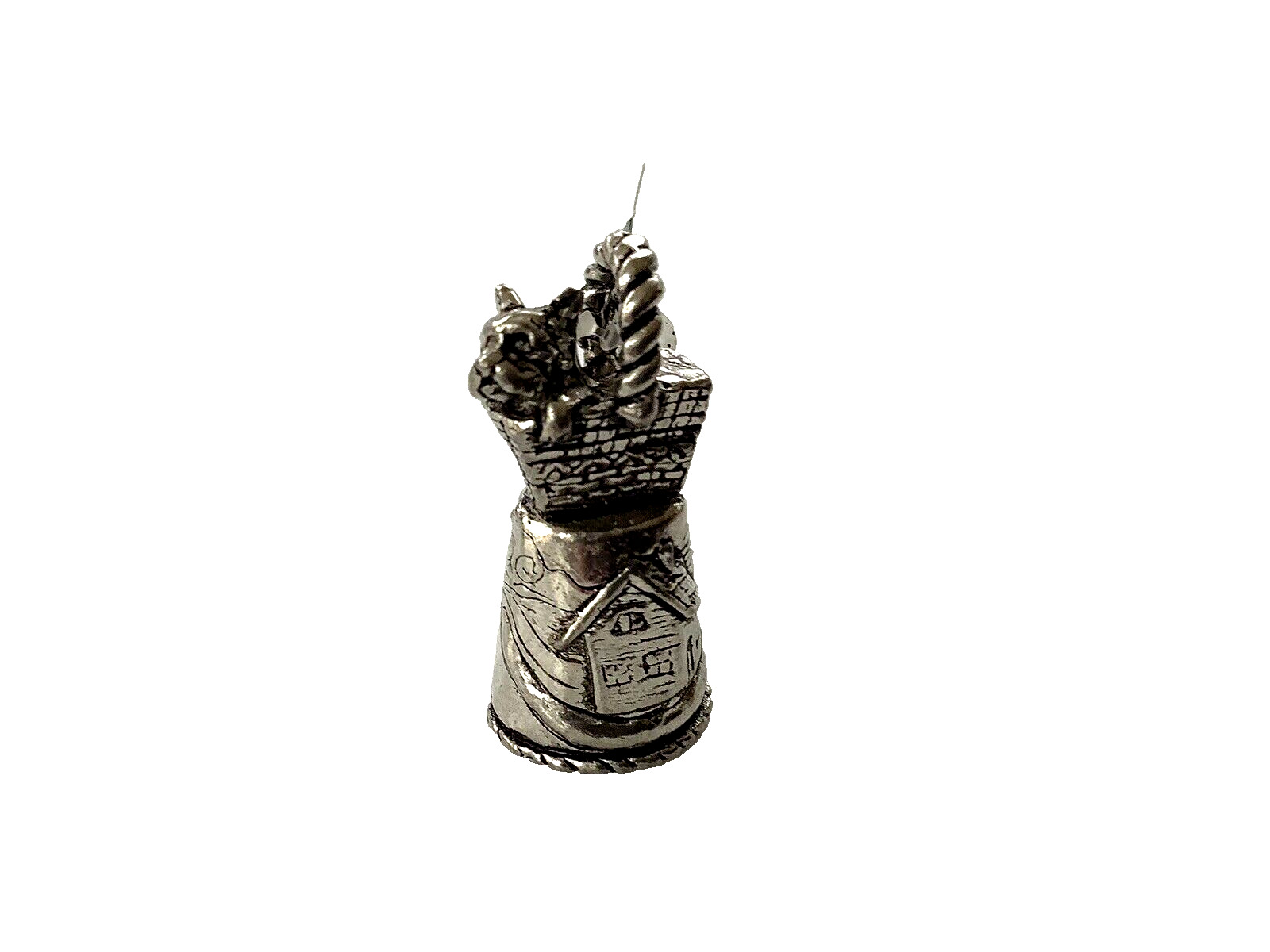 Wizard of Oz  TOTO IN BASKET Pewter Thimble COMSTOCK Crystal Jeweled RARE