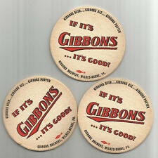 Lot Of 3 1960's Gibbons Premium Beer Coasters 