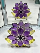 Napkin Holder Purple Lucite Flower Double-Sided ￼60s-70s HTF Color Flower Power picture