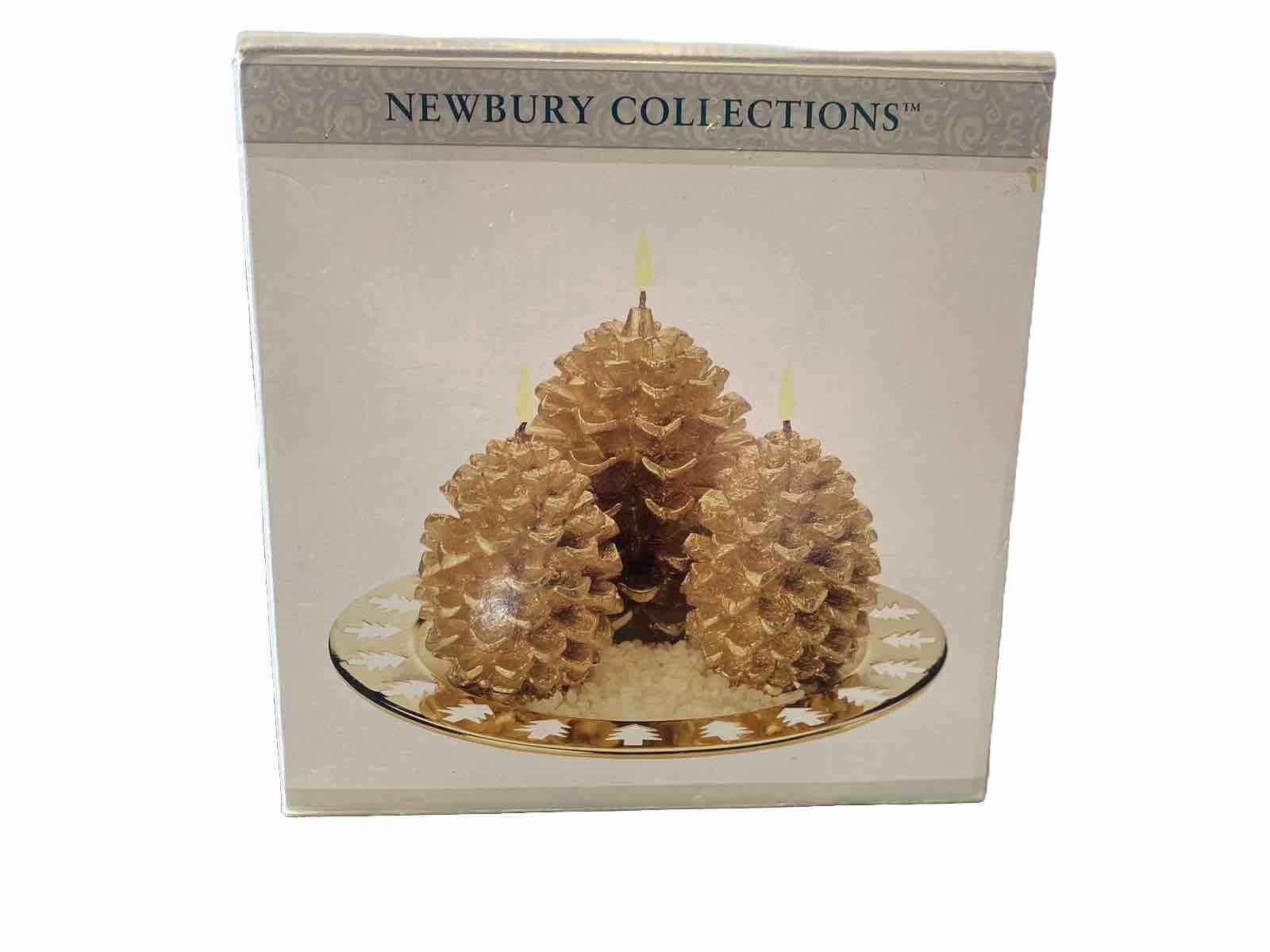 Newbury Collections Golden Candle Pinecone Garden Holiday Set, 3 Pine Cones