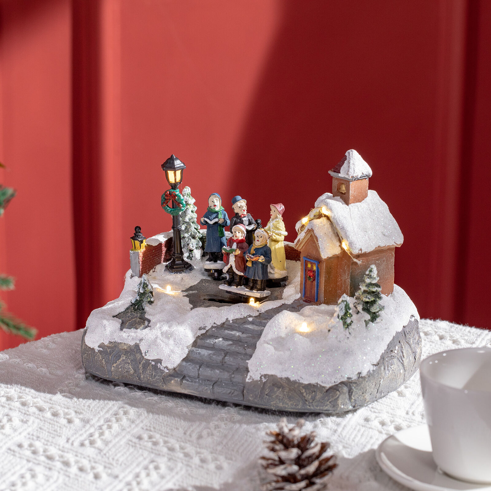 Christmas Village and Choir, Animated Set with Battery Operated LED Light