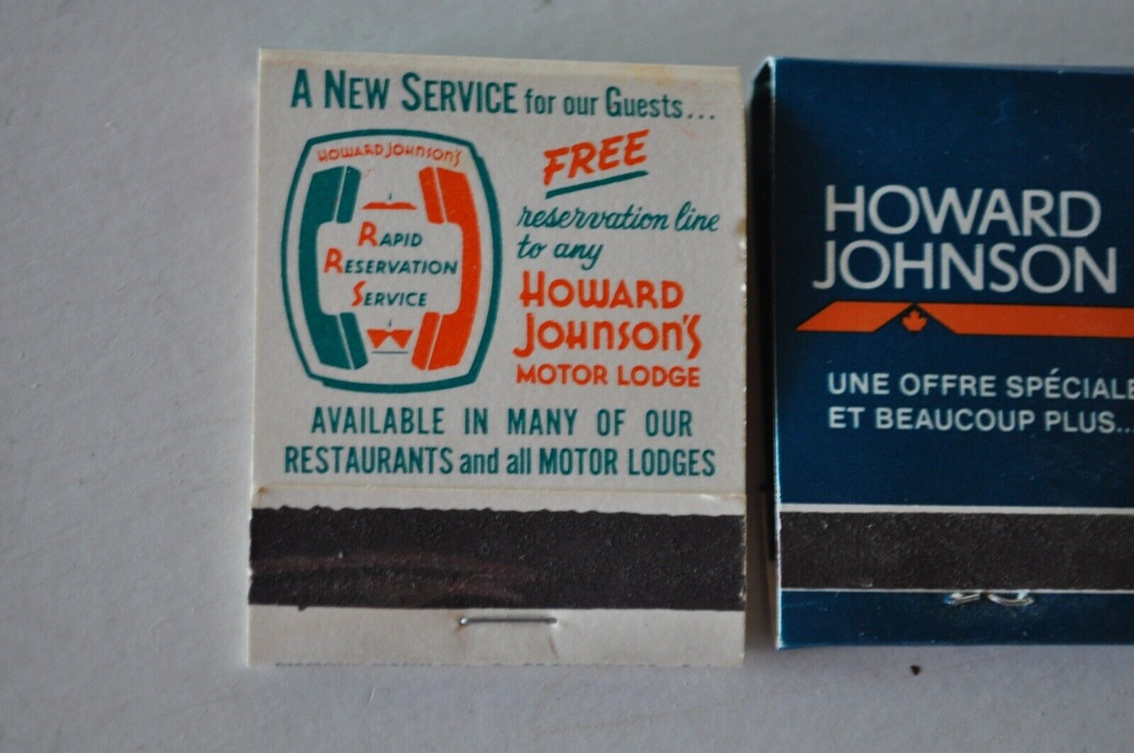 Vintage Matchbook Howard Johnson’s 2 Packages Used