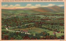 Postcard VT Brattleboro towards Wilmington from Fire Tower 1940 Linen PC H8979 picture